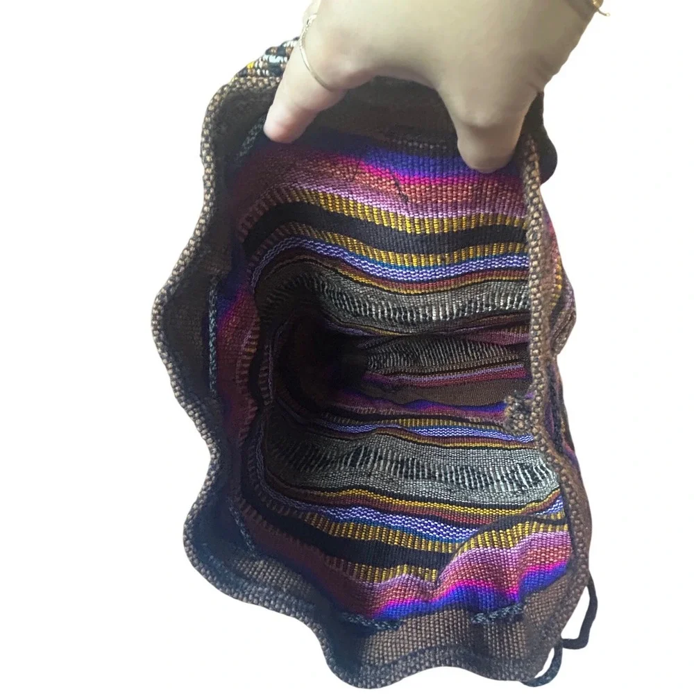 Bohemian Pinzon‎ Woven Drawstring Backpack Multi Color Stripes Triba DO NOT BUY